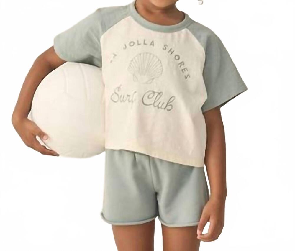 NEW RYLEE + CRU kid's raglan crop tee in surf club